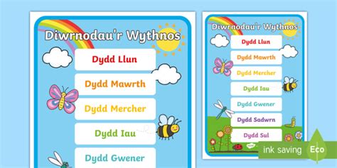 Days Of The Week Display Poster Welsh Teacher Made