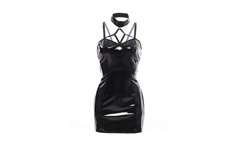 Up To Off Wet Look Black Lingerie And G String Set Groupon