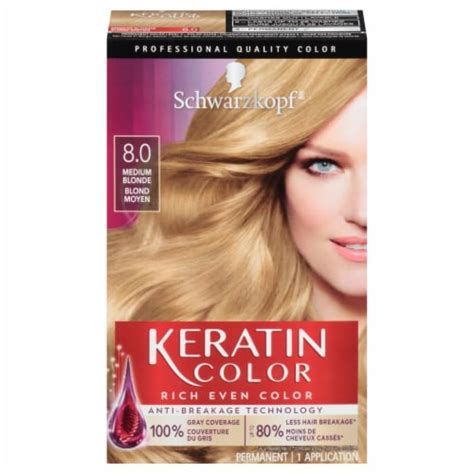 Schwarzkopf Keratin Color 8 0 Medium Blonde Permanent Hair Color Kit 1 Ct Smiths Food And Drug