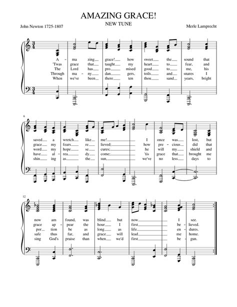 Amazing Grace Sheet Music For Piano Solo Easy