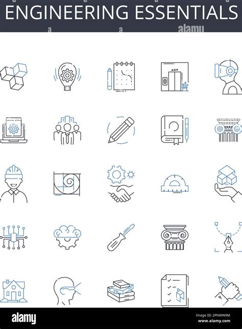 Engineering Essentials Line Icons Collection Business Basics Computer