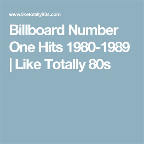 Billboard Number One Hits 1980 1989 Like Totally 80s Number One