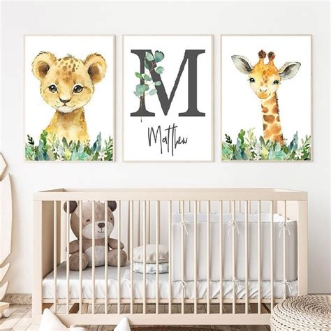 Décoration Chambre Bébé Et Enfant Affiches Jungle Avec Prénom Etsy