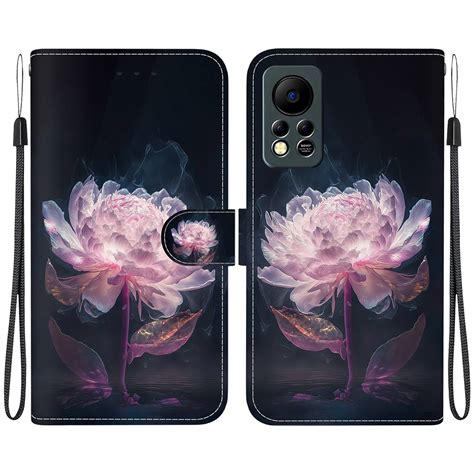 For Infinix Hot 11s NFC X6812B Crystal Texture Colored Drawing Leather Phone Case Purple Peony