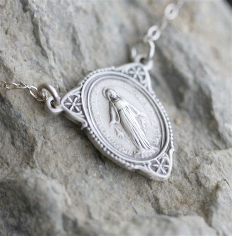 Miraculous Medal Virgin Mary Sterling Silver Necklace By House