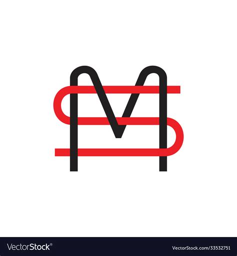 Letter Ms Simple Linked Overlapping Line Logo Vector Image