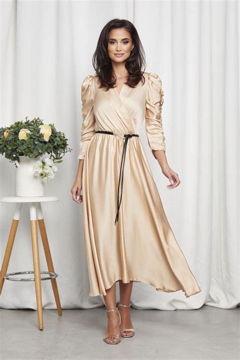 Rochie Yulia Nude 319 Lei Rochie Midi Elganta Din Satin Zonia