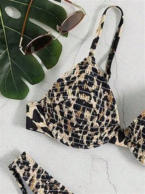 Bikini De Leopardo Ahumado Con Aros Y A La Cintura Moda De Mujer