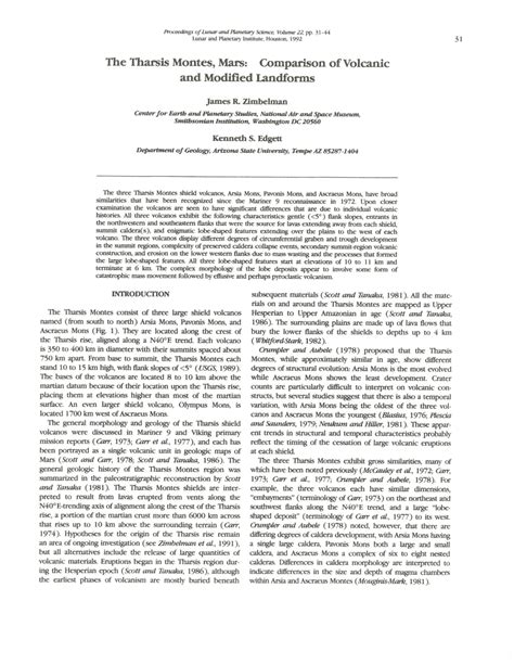 (PDF) The Tharsis-Montes, Mars - Comparison of Volcanic and Modified Landforms