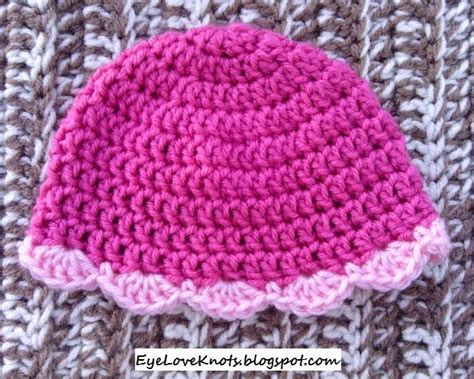 Crochet Newborn Baby Beanie With Shell Edging FREE Pattern Great