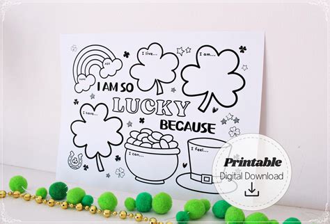 lucky  gratitude worksheet printable kids st patricks