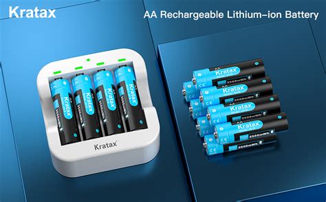 Kratax Lot De Piles Aa Rechargeables Au Lithium V Avec Charge