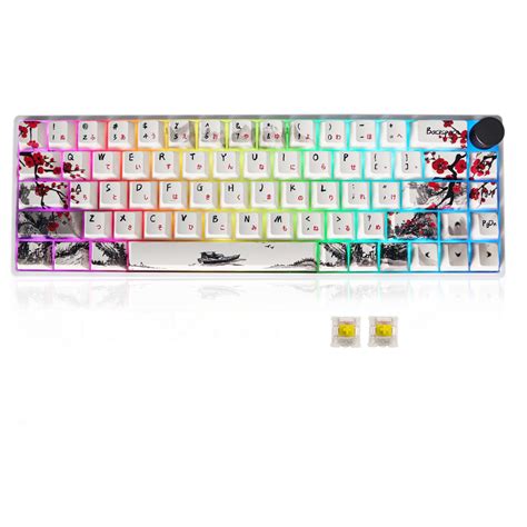 Molgria Gk Key Rgb Backlit Gaming Keyboard With Plum Blossom Keycaps Hot Swappable Yellow