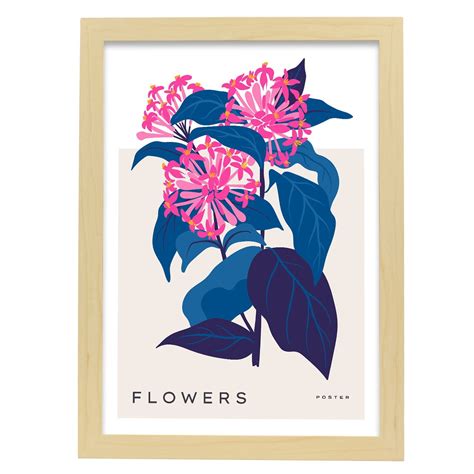 Nacnic Affiche Avec Des Fleurs Et Des Plantes Ixora Illustrations