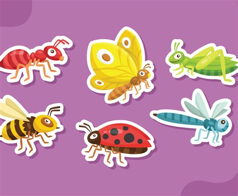 Cute Insects Sticker Collection Vector Art Graphics Freevector