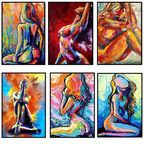 Abstract Woman Nude Oil Painting Sexy Body Art Canvas Painting Print Sex Posters Wall Art