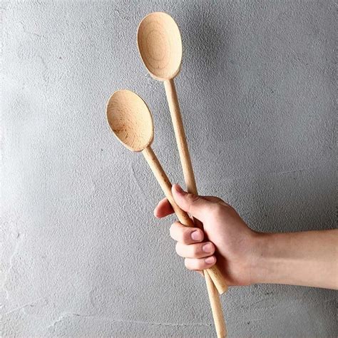 Simple Creative French Beech Wooden Spoon Solid Natural Wood Long