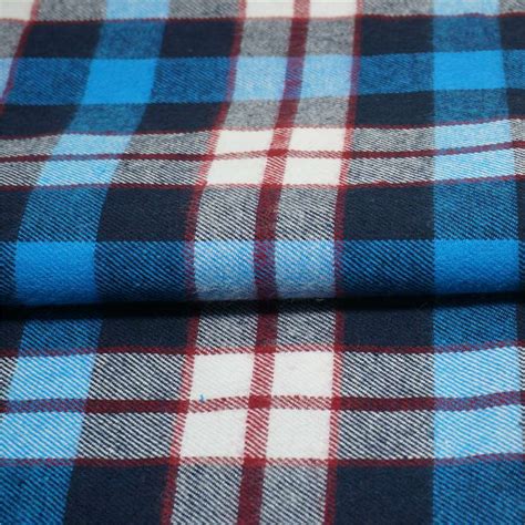 Brushed Cotton Check Fabric In Woven Yarn Dyed