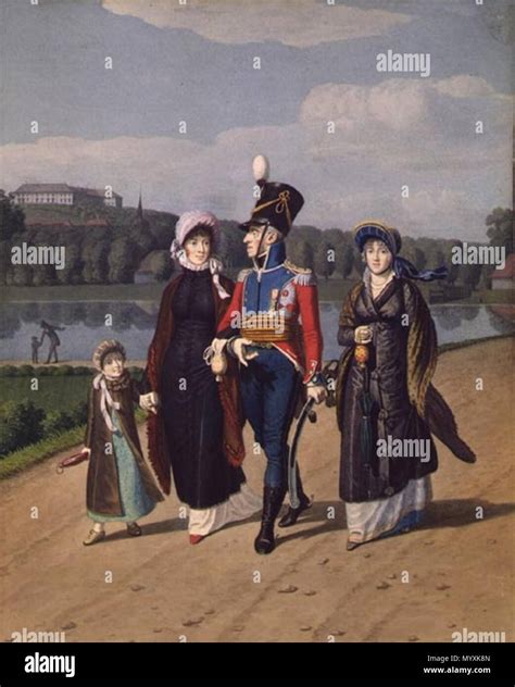 . English: Frederick VI of Denmark strolling in the gardens of ...