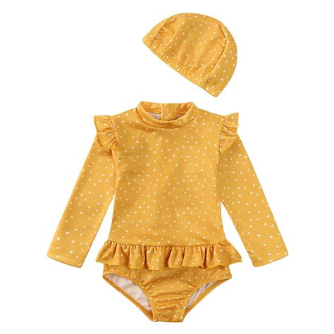 RUTAYY Girl Swimsuits Floral Long Sleeve 1 Piece Bathing Suit Bikini Tankini Swimwear With Hat