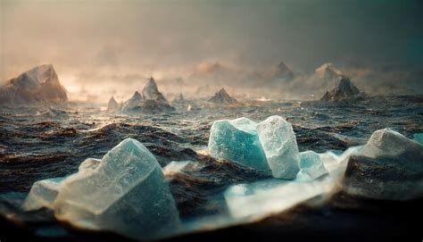 Premium Photo | Raster illustration of a many icebergs in the stotmy ...