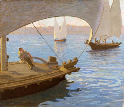 Bateaux de pêche sur le lac de Neuchâtel par Gustave Poetzsch sur artnet