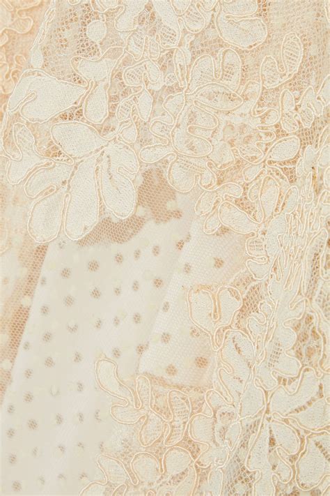 Zimmermann Espionage Pussy Bow Paneled Corded Lace And Flocked Tulle Midi Dress The Outnet