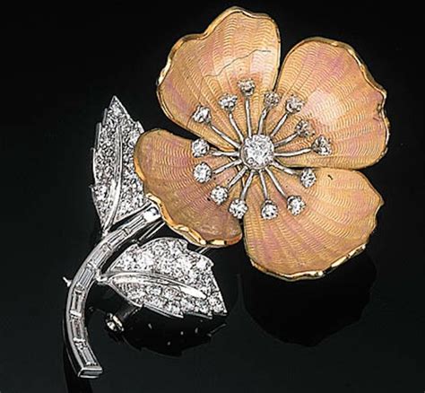 An Enamel And Diamond Flower Brooch By Boucheron The Pink Guilloch