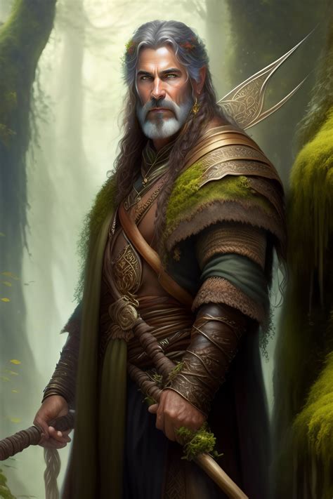 Lexica A Relaxed Male Middle Aged Druid In A Sleeveless West Short