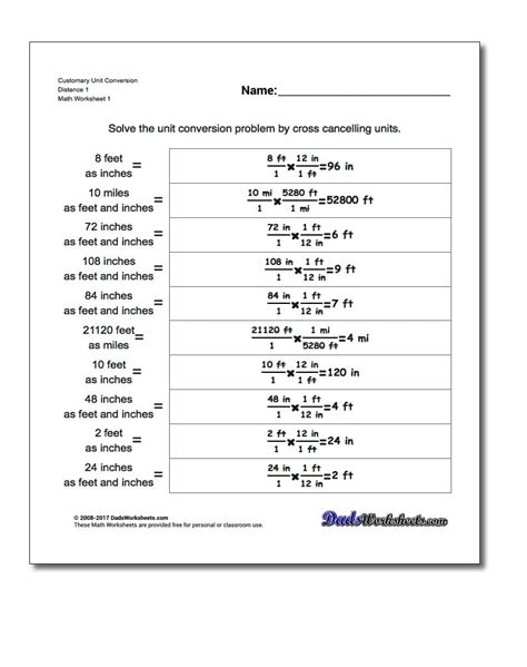 Customary Unit Conversions