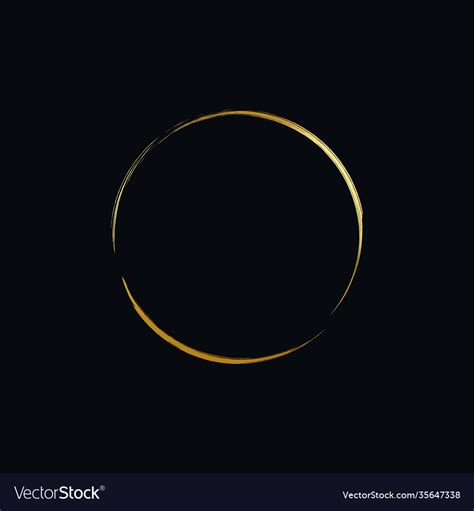 Golden Circle Brush Logo Template On Black Vector Image