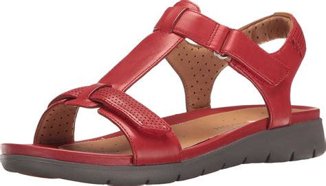 Clarks Women S Un Haywood Red Leather Sandal Uk Shoes And Bags