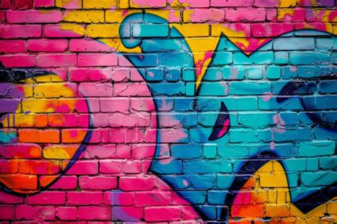 Colorful Graffiti Design on Brick Wall Stock Illustration ...