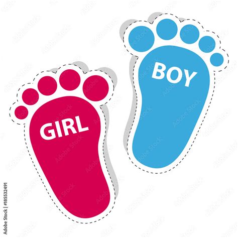 Baby Foot Prints Pink Colored With Baby Girl Baby Boy Twin Baby