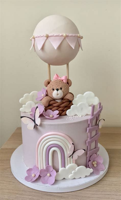 Teddy And Hot Air Balloon Baby Shower Cake Artofit