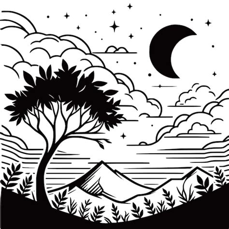Black White Desert Line Drawing Vectors And Illustrations For Free Download