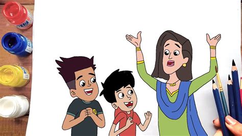 How Draw Chikoo Aur Bunty With Their Dadi Youtube