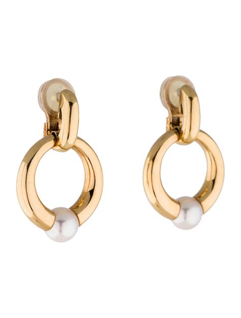 Cartier 18k Pearl Drop Earrings Earrings Crt22383 The Realreal