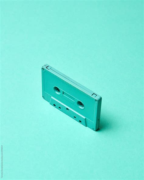 "Retro Vintage Audio Tipe Cassette On Turquoise Color Background" by ...