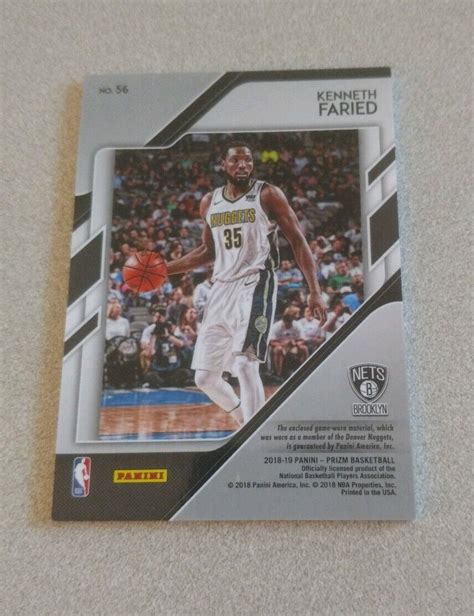 Panini Prizm Sensational Swatches Kenneth Faried Mem