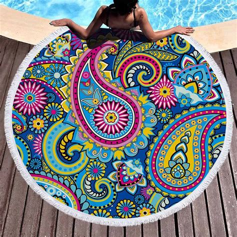 Psychedelic Bohemian Round Beach Towel Microfiber Big Bath Towels For