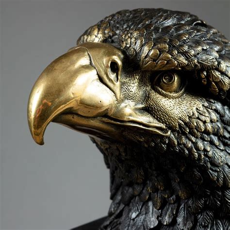 Bronze Metal Sculpture of an American Great Crested Bald Eagle on a