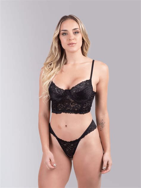 Conjunto Feminino Sexy Lingerie Calcinha Sutiã Cropped Corset Sem Bojo Aro Rendado SHEIN