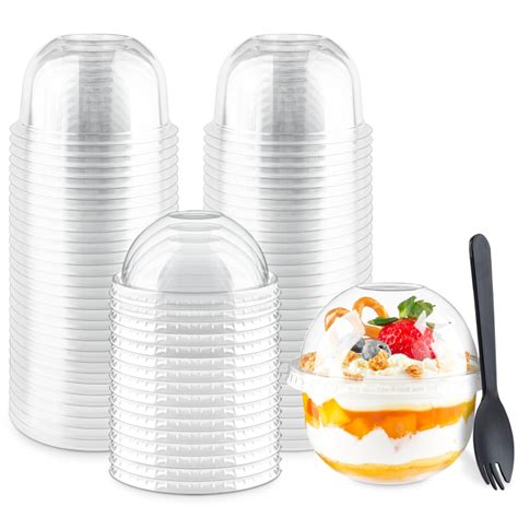 Buy Zezzxu 50 Pack 9 Oz Plastic Dessert Cups With Dome Lids No Hole