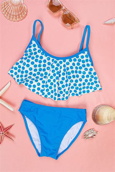 Meba Kız Çocuk Mavi Puanlı Esnek Volanlı Etekli Bikini Takım Fiyatı Yorumları Trendyol