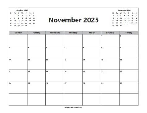 November 2025 calendar