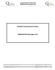 Bsbrsk Student Assessment Tasks V Convertido Docx Assessment