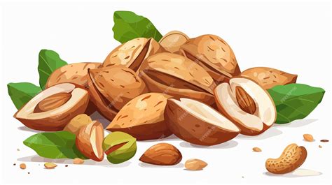 Almonds And Peanut Isolated On White Background Premium Ai Generated