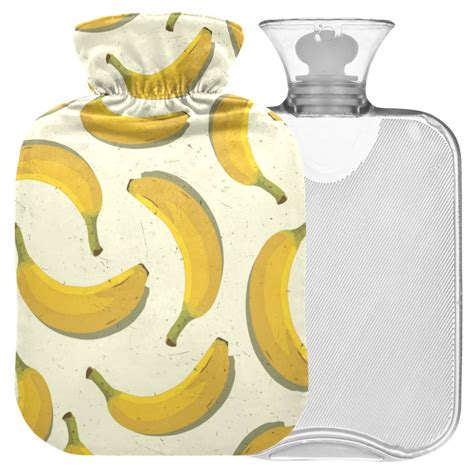 Naanle Cartoon Banana Heat Bottle L Transparent Hot Water Bottle For Pain Relief Cold
