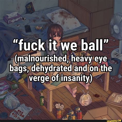 Fuck It We Ball Malnourished Heavy Eye Bags Dehydrated And On The Verge Of Insanity IFunny